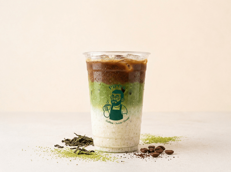 Matcha Gelo Latte Com Cafe