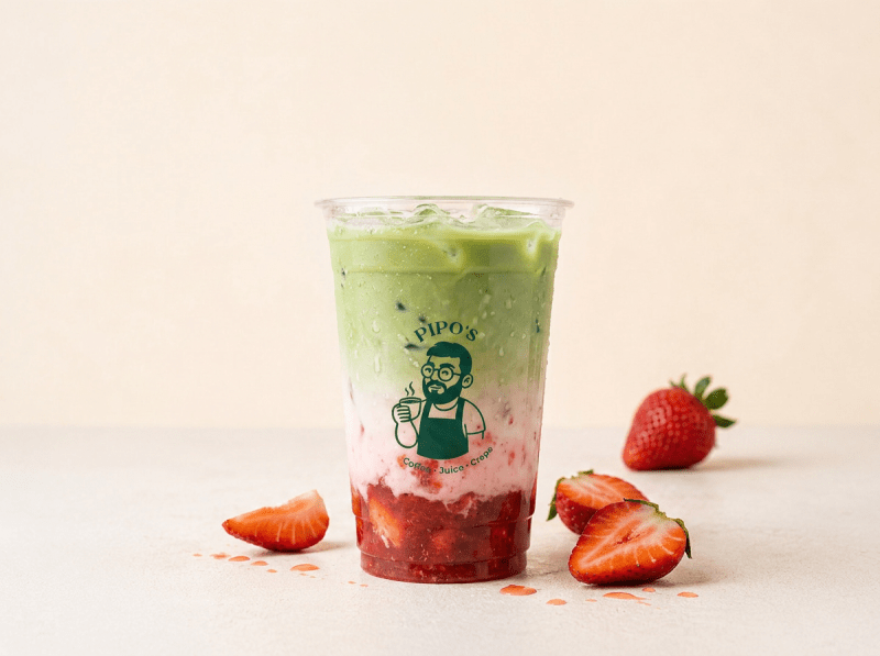 Matcha Latte de Morango Gelado