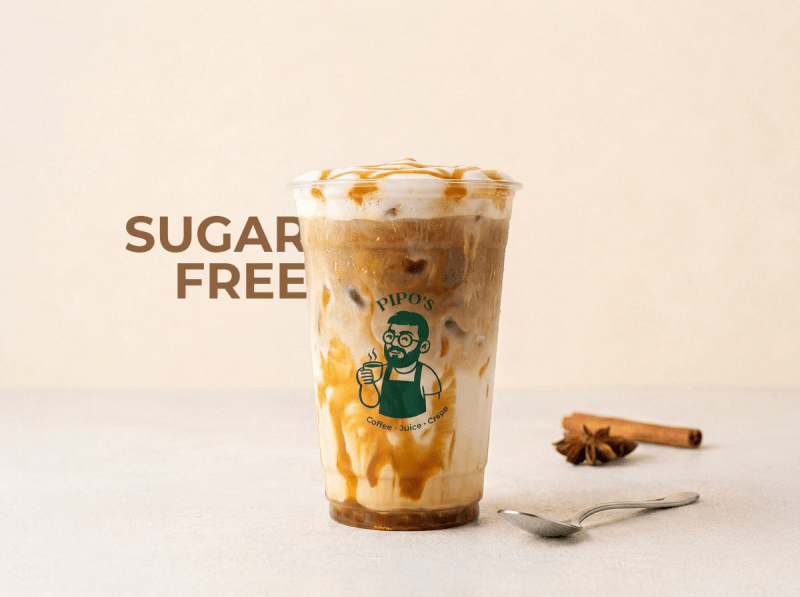 Latte de Caramelo Gelado Sem Açúcar