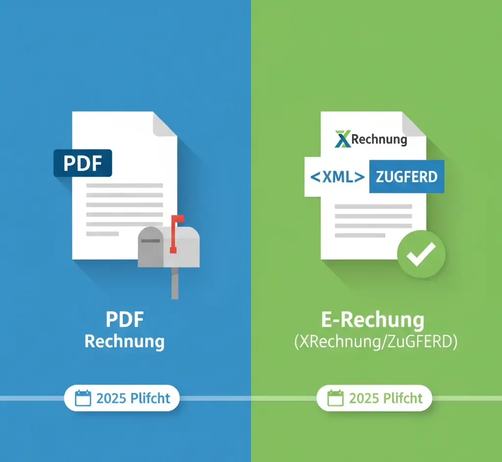 E-Rechnung für Handwerker: XRechnung und ZUGFeRD ab 2025 Pflicht - Vergleich PDF vs. digitale Rechnung
