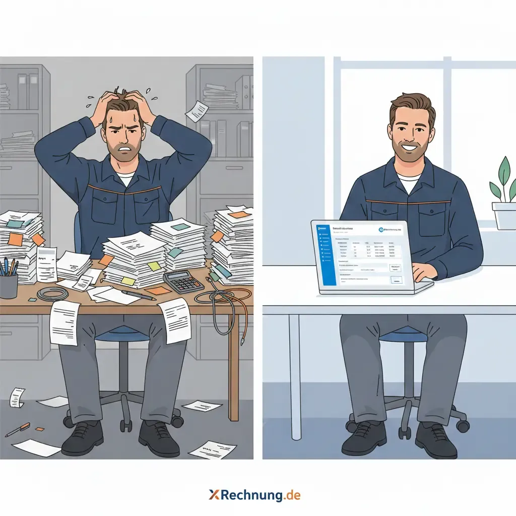 Vergleich: Manuelle Rechnungserstellung vs. digitale Handwerkersoftware mit Materialkalkulation
