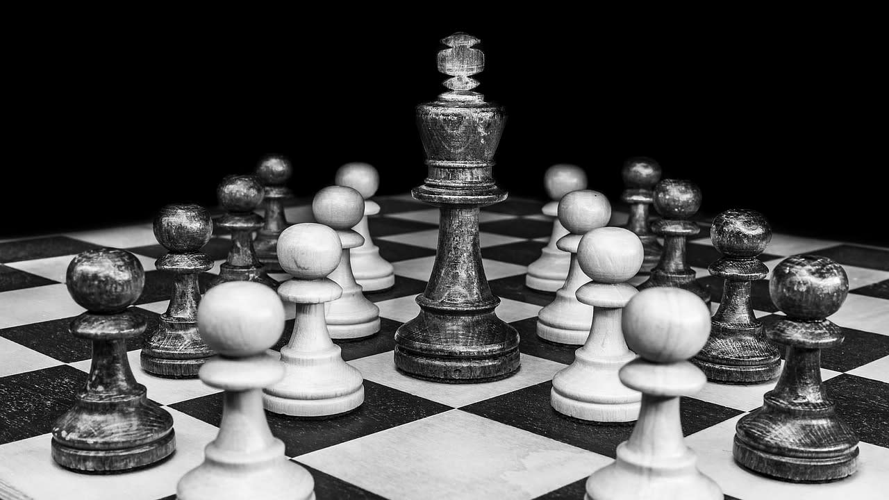chess, king, chess pieces, pawns, chess game, figures, play, strategy, playing field, black and white, checkered, chess championship