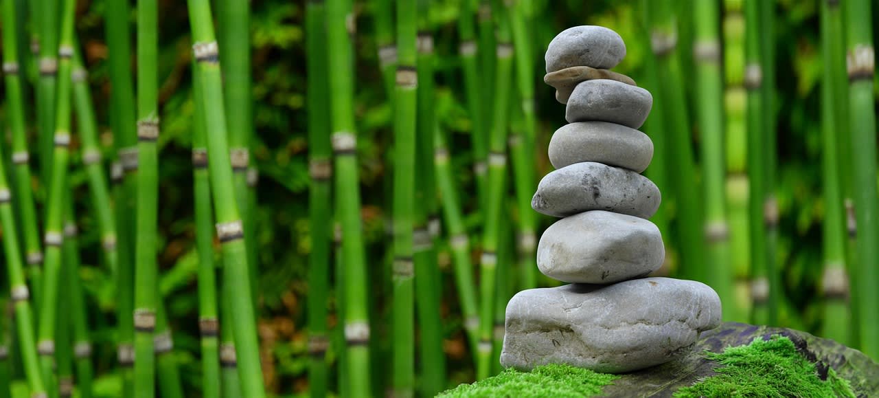 stones, rocks, stack, pebbles, stone stack, balanced rocks, balancing, zen, garden, meditation, bamboo, relaxation, asia, spiritual, serenity
