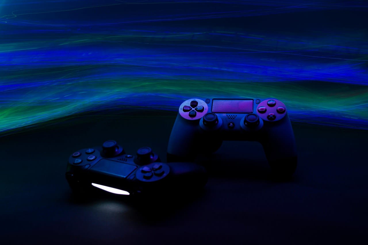 game console, sony, video games, lights, neon, freezelight, gamepad, joystick, console, ps4, xbox, dark, joysticks, playstation, controller, play