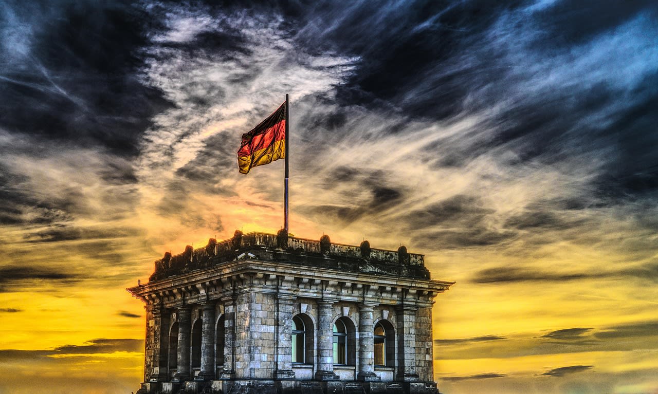 bundestag, german flag, parliament, federal election, germany, capital city, flag, architecture, banner, building, nature, government district