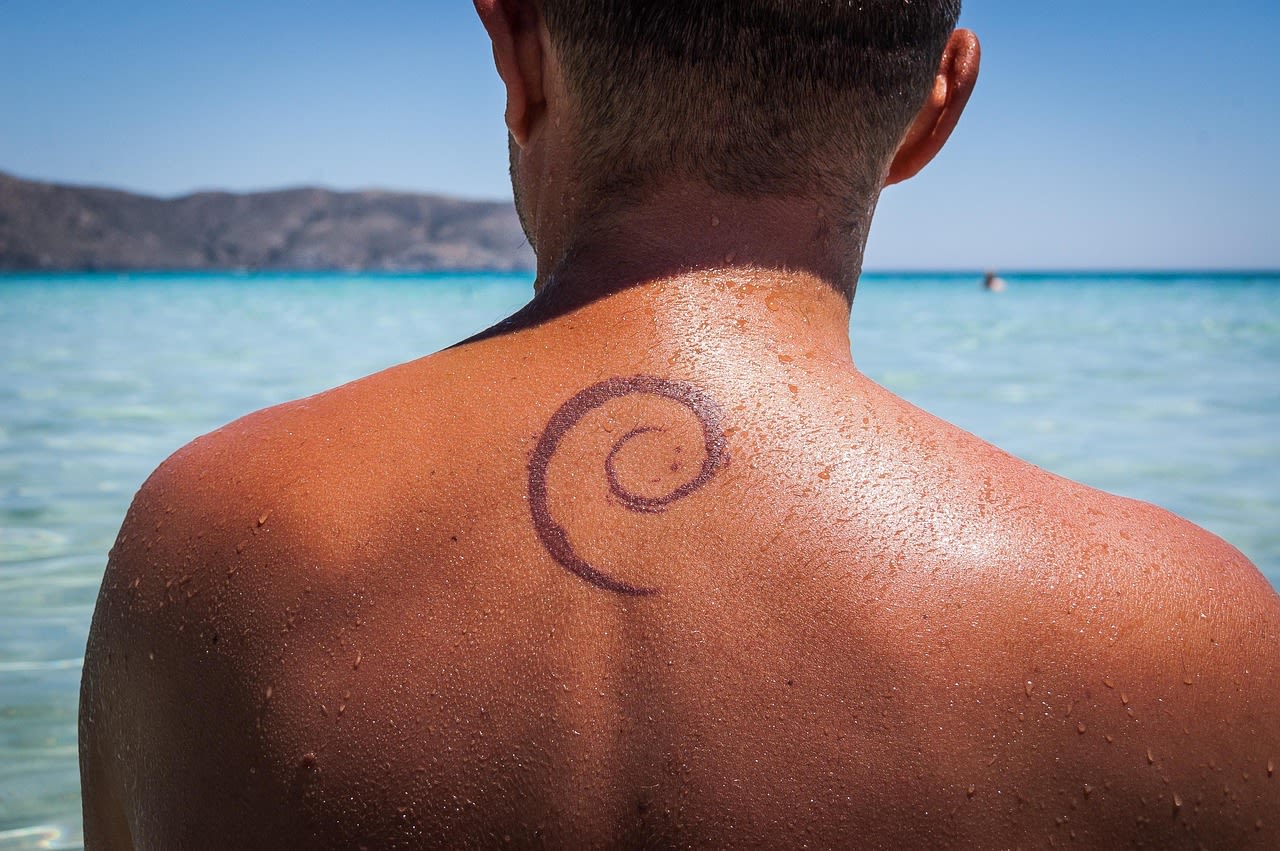 tattoo, the back, geek, debian, linux, debian, linux, linux, linux, linux, linux