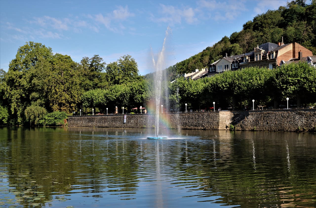 fountain, lahn, river, germany, park, bad ems