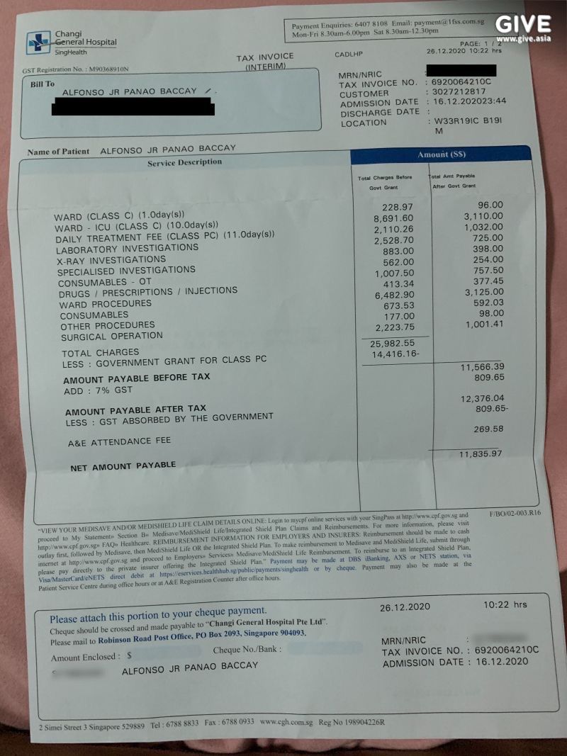 Pinoy $11k medical bill ask for $100k donation, are sinkies suckers ...