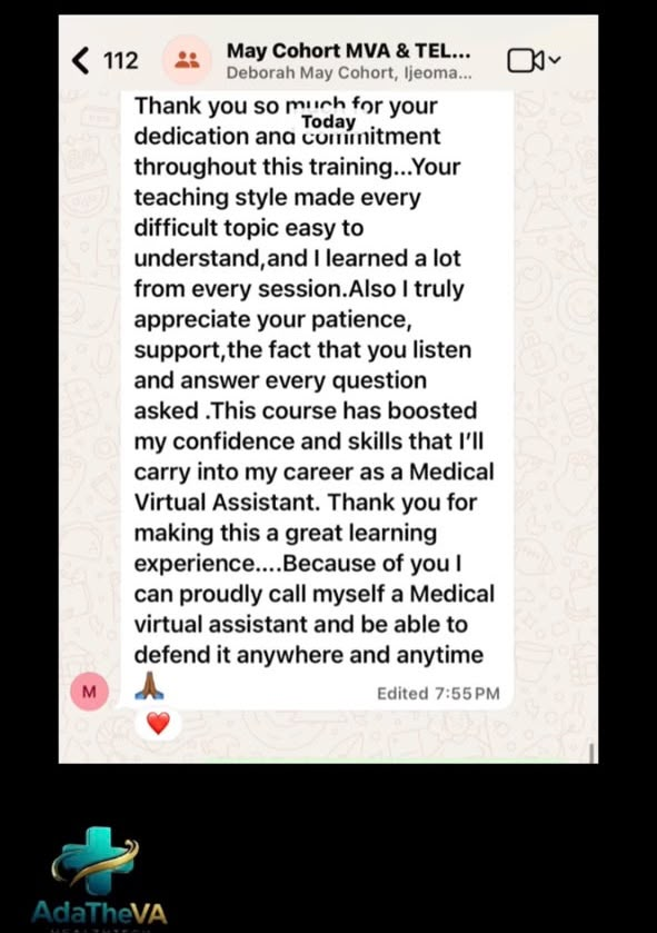 Frimpomaa encourages other learners and signs the message as an RN and MVA