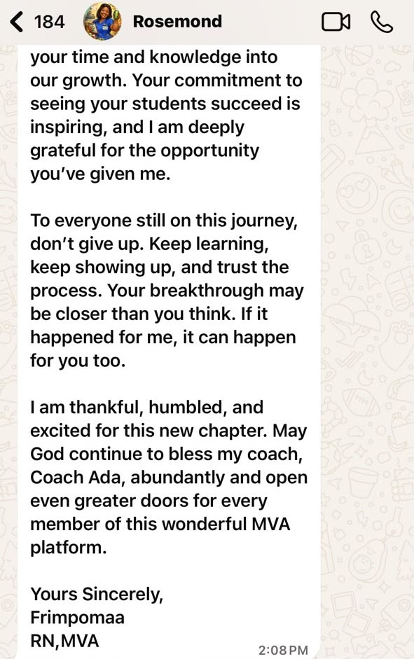 Frimpomaa describes how the MVA class built confidence and practical skills