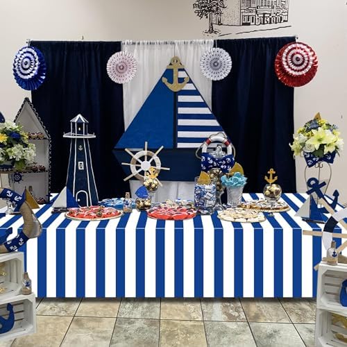 Vue 6 de Pixhotul Nappes Rayees Bleu