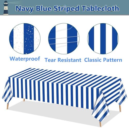 Vue 7 de Pixhotul Nappes Rayees Bleu