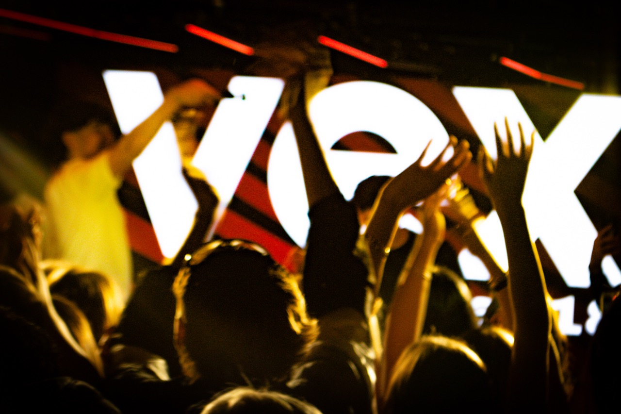 Crowd with hands up at Vex event