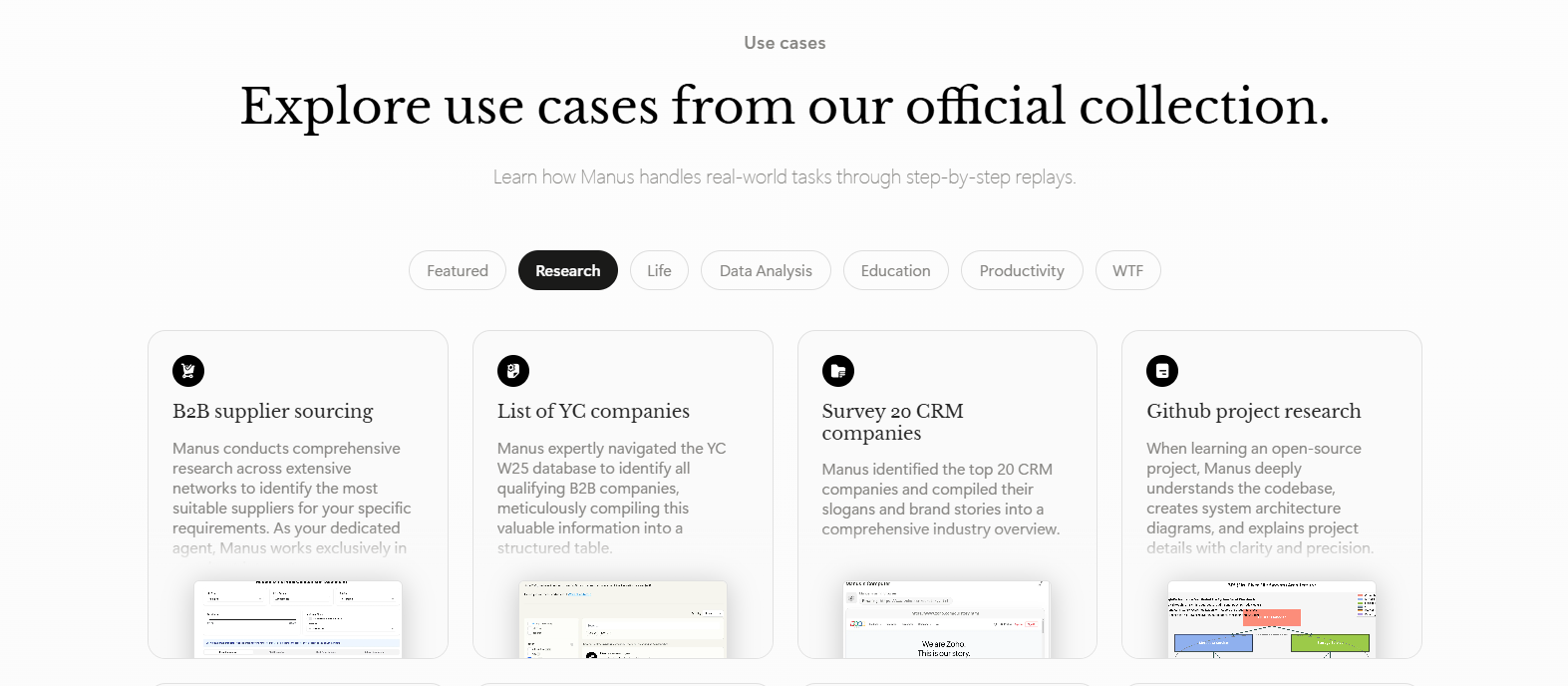 Manus Use Cases Manus Use Cases