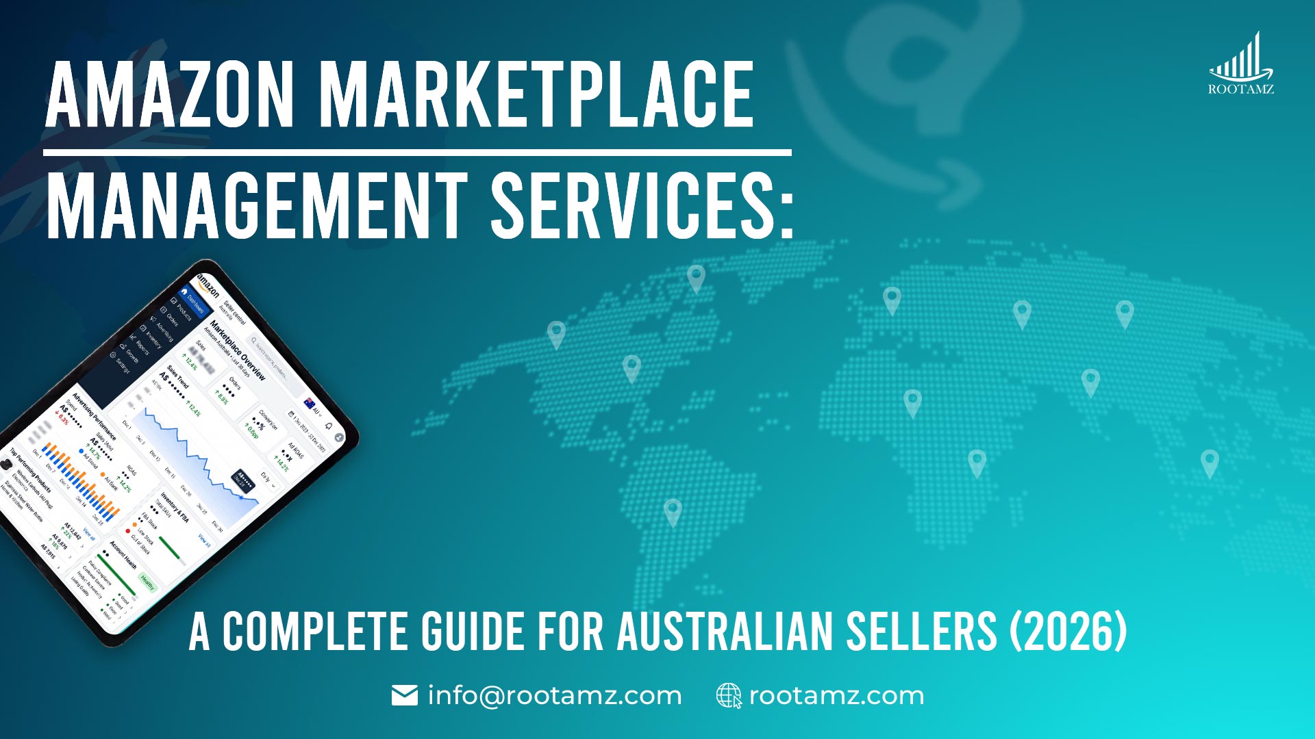 Amazon marketplace management services for Australian sellers covering listings, advertising, catalogue, inventory, FBA and account health.