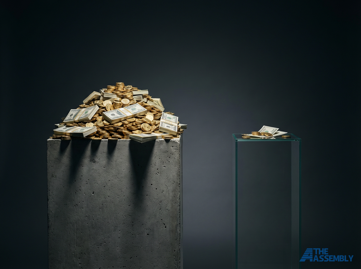 Visual comparison showing massive traditional inventory costs versus minimal digital inventory costs