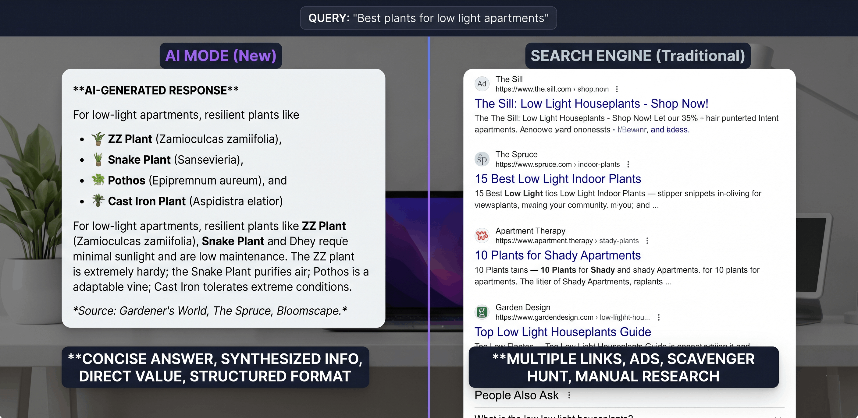 Google AI Mode answer vs traditional SERP results AI Mode answer vs traditional SERP