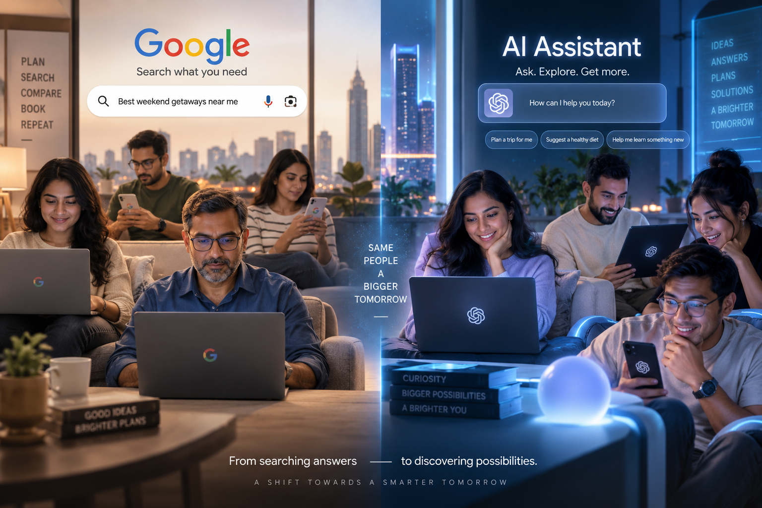 Traditional search vs AI search: how buyer queries now split between Google results and AI assistant answers