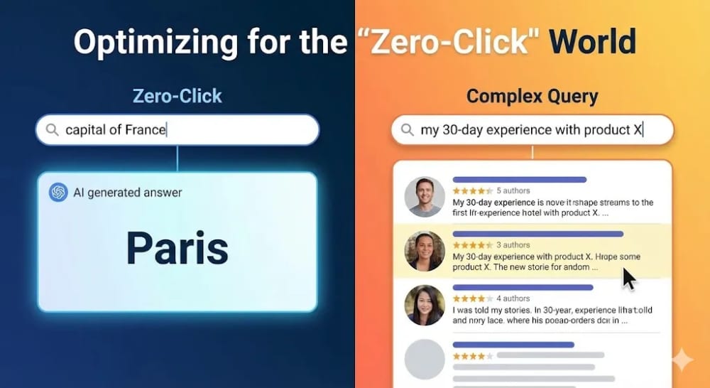Zero-click search results page with AI overview answer