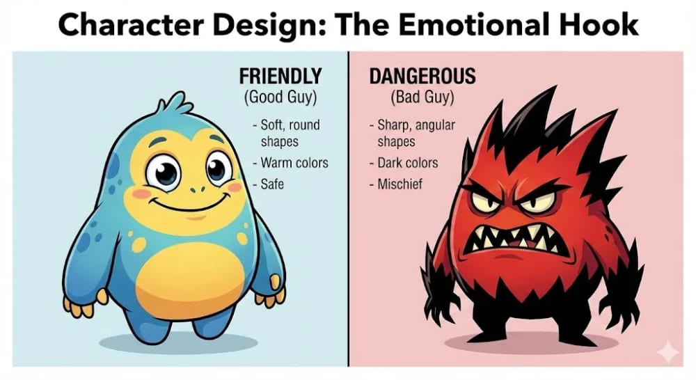 Character design sheet for children's book showing various expressions