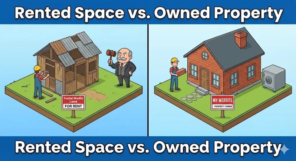 Comparison between owning a website and renting social media profiles