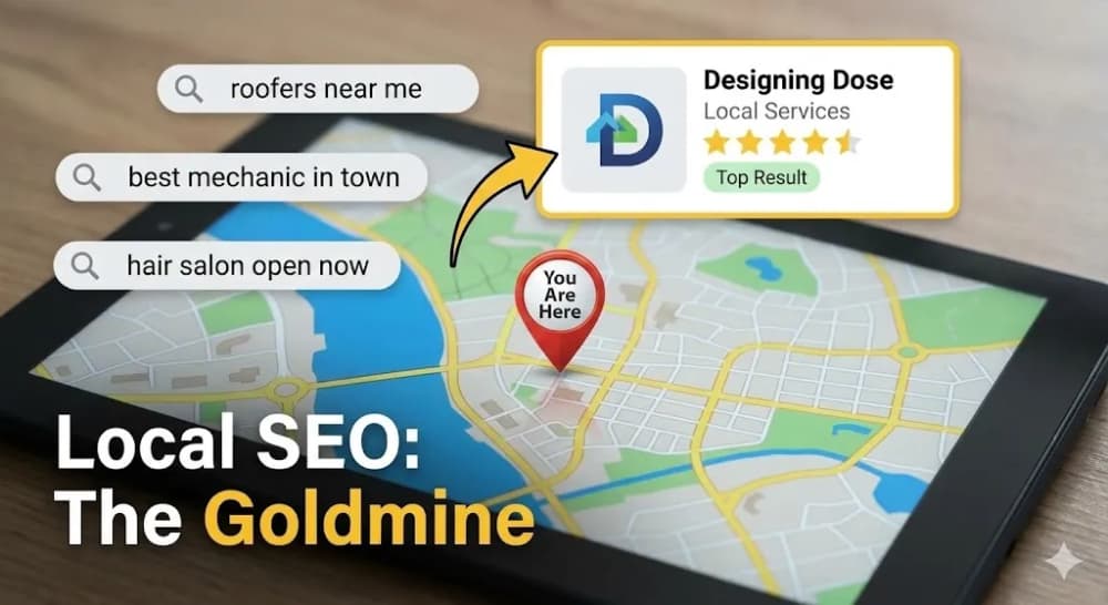 Local SEO map pack results on mobile for service searches