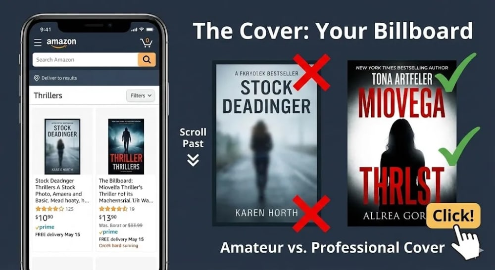 Comparison between professional and amateur e-book cover designs