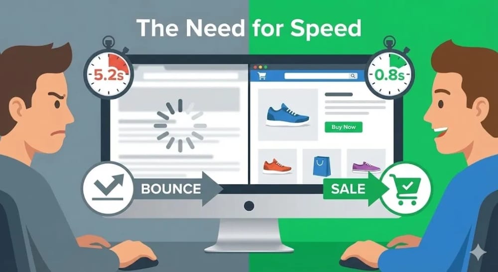 Website speed test results and impact of load time on conversion