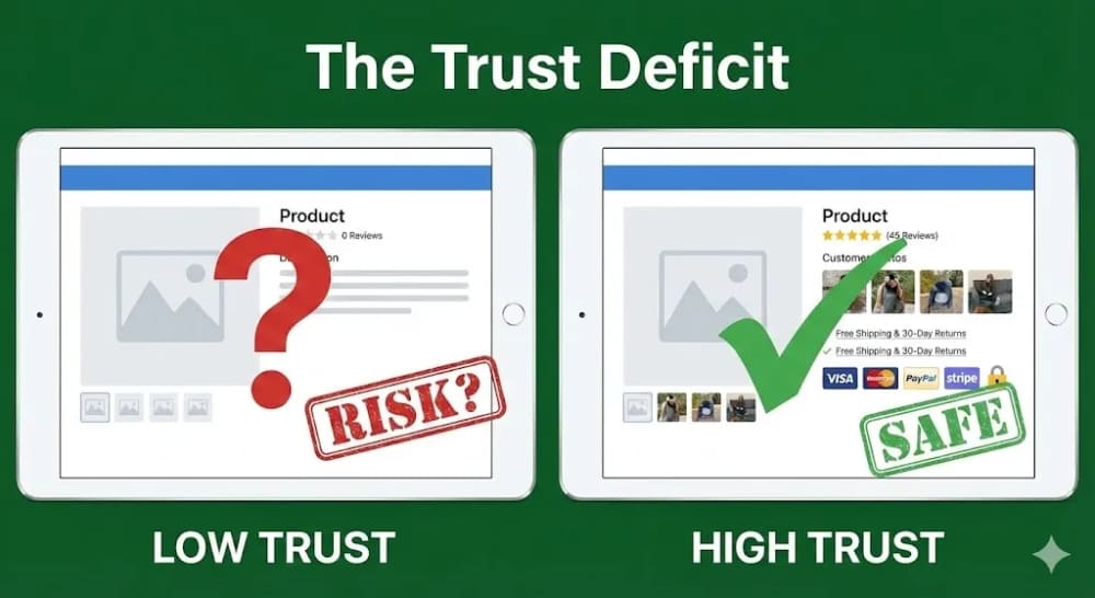 Trust badges and payment security icons on e-commerce checkout