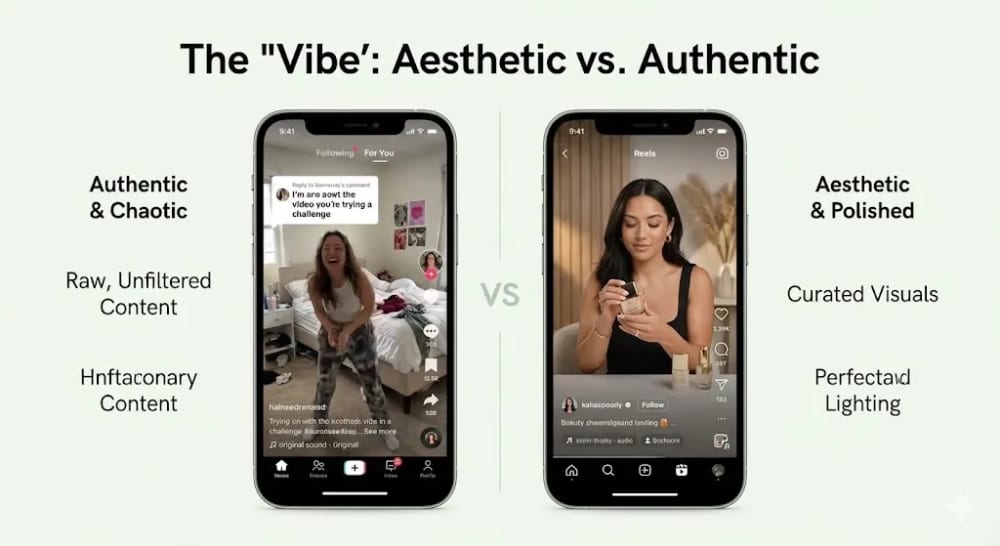 Aesthetic differences in content between TikTok and Instagram Reels