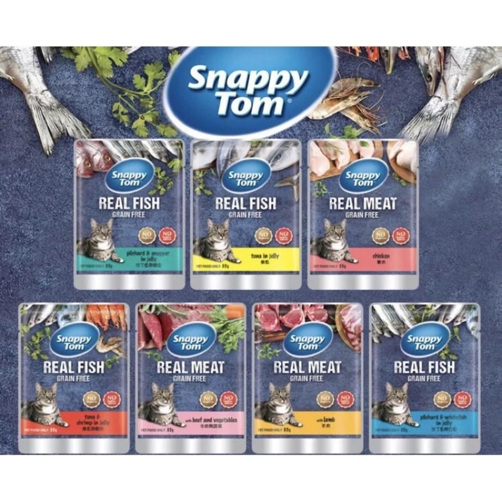 Pate Snappy Tom Real Fish/Real Meat 85g Dinh Dưỡng Dành Cho Mèo, Pate Thơm Ngon Cho Mèo - Happy Pet