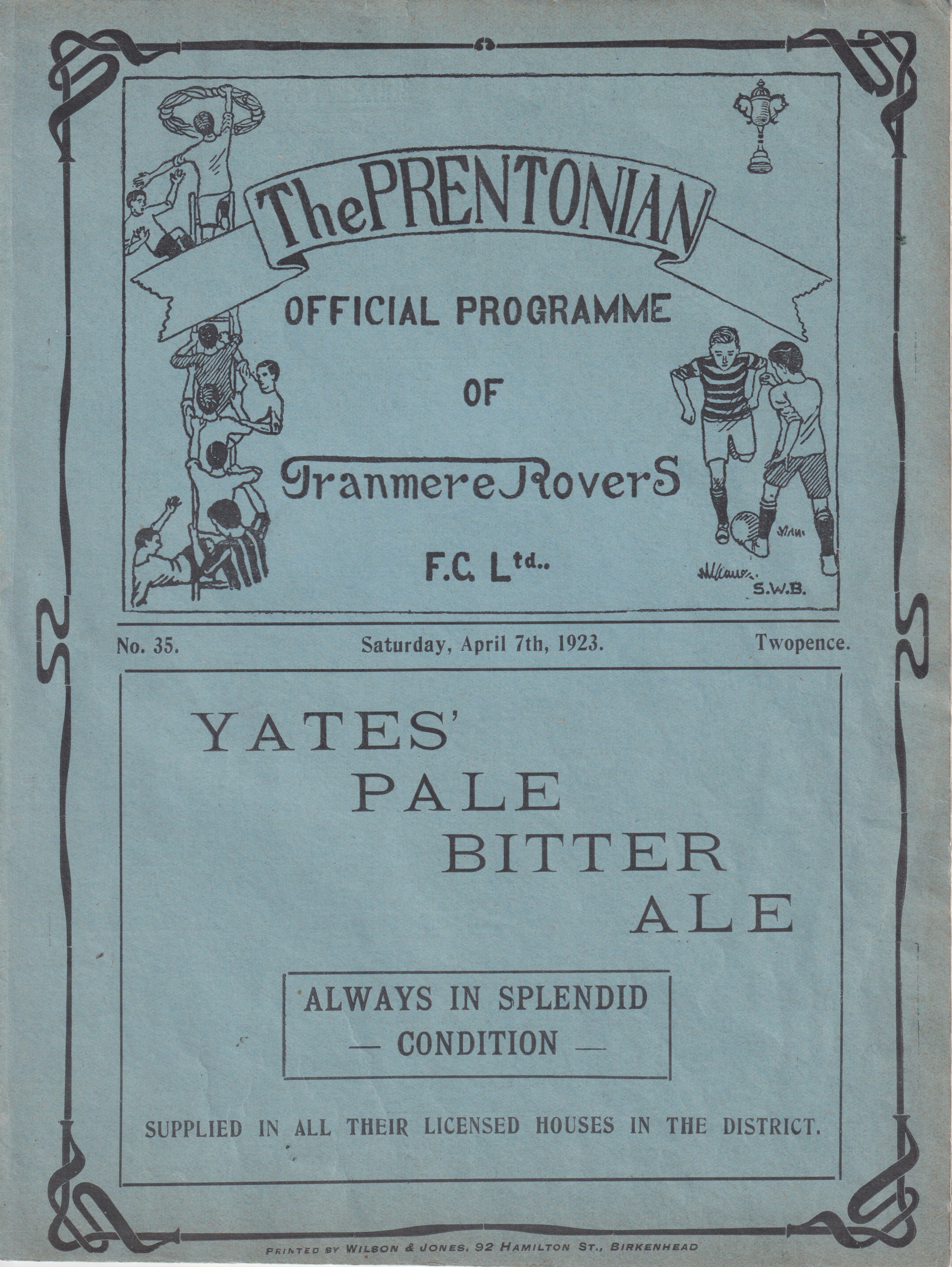 Match Programme for 07/04/1923