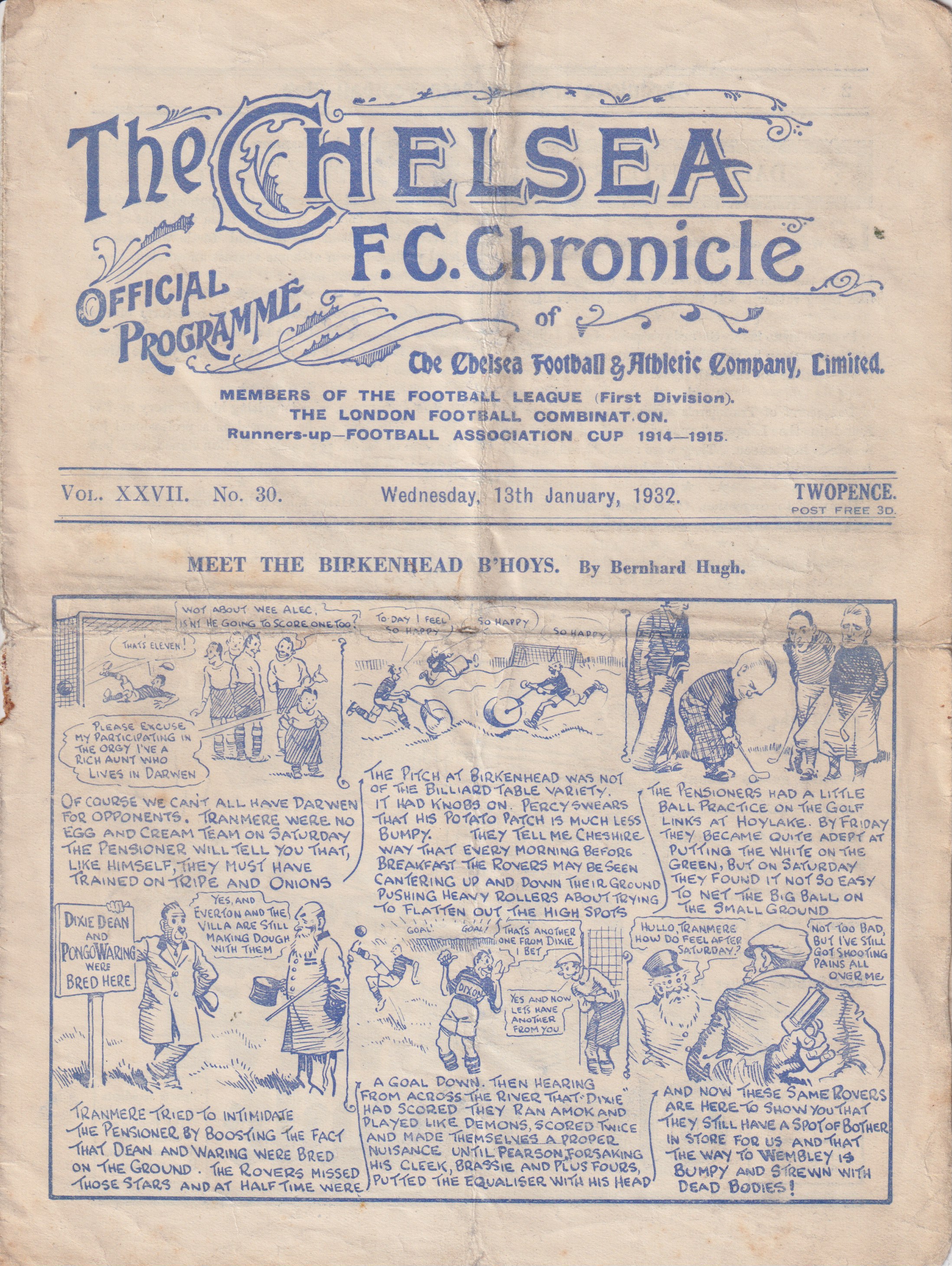 Match Programme for 13/01/1932