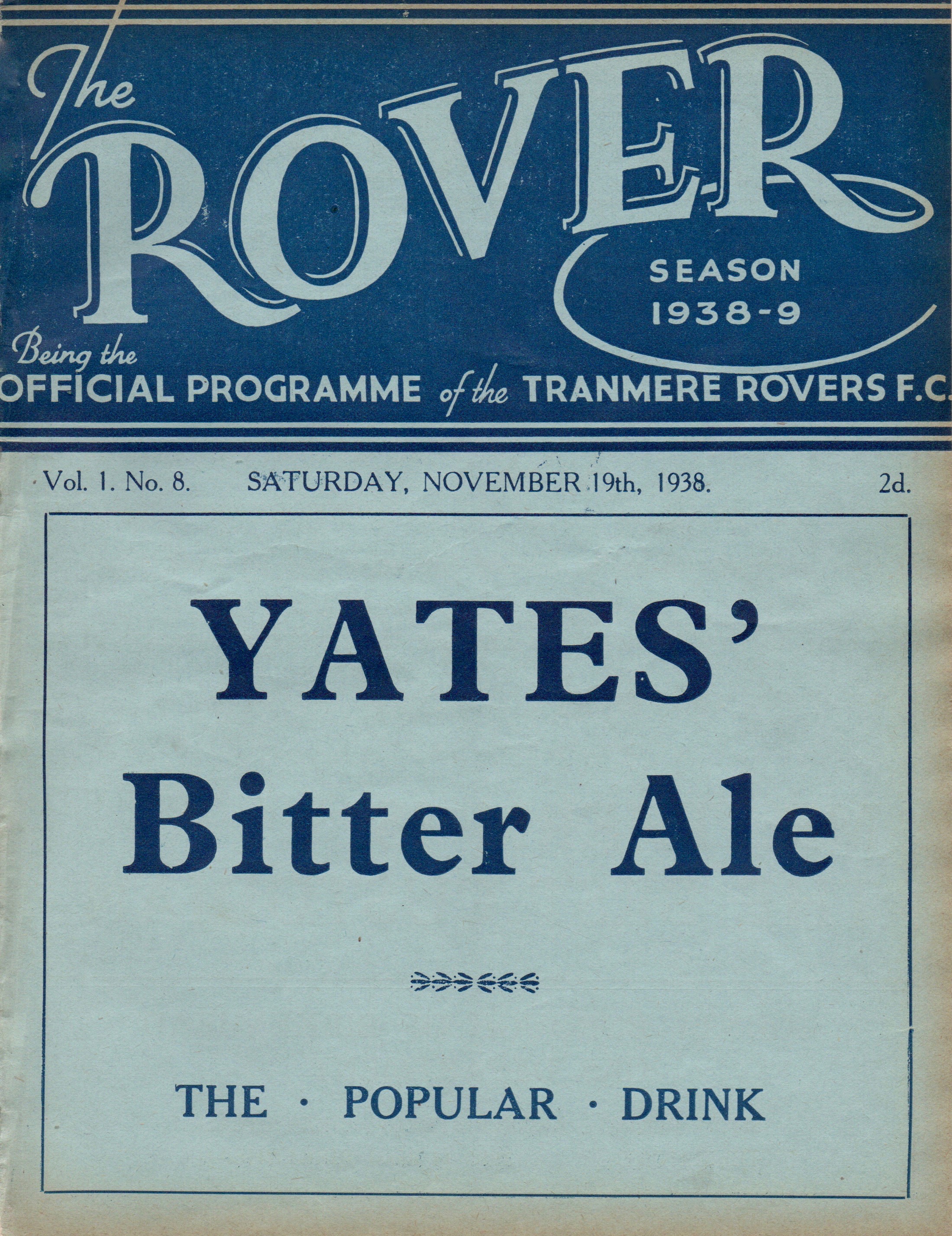 Match Programme for 19/11/1938