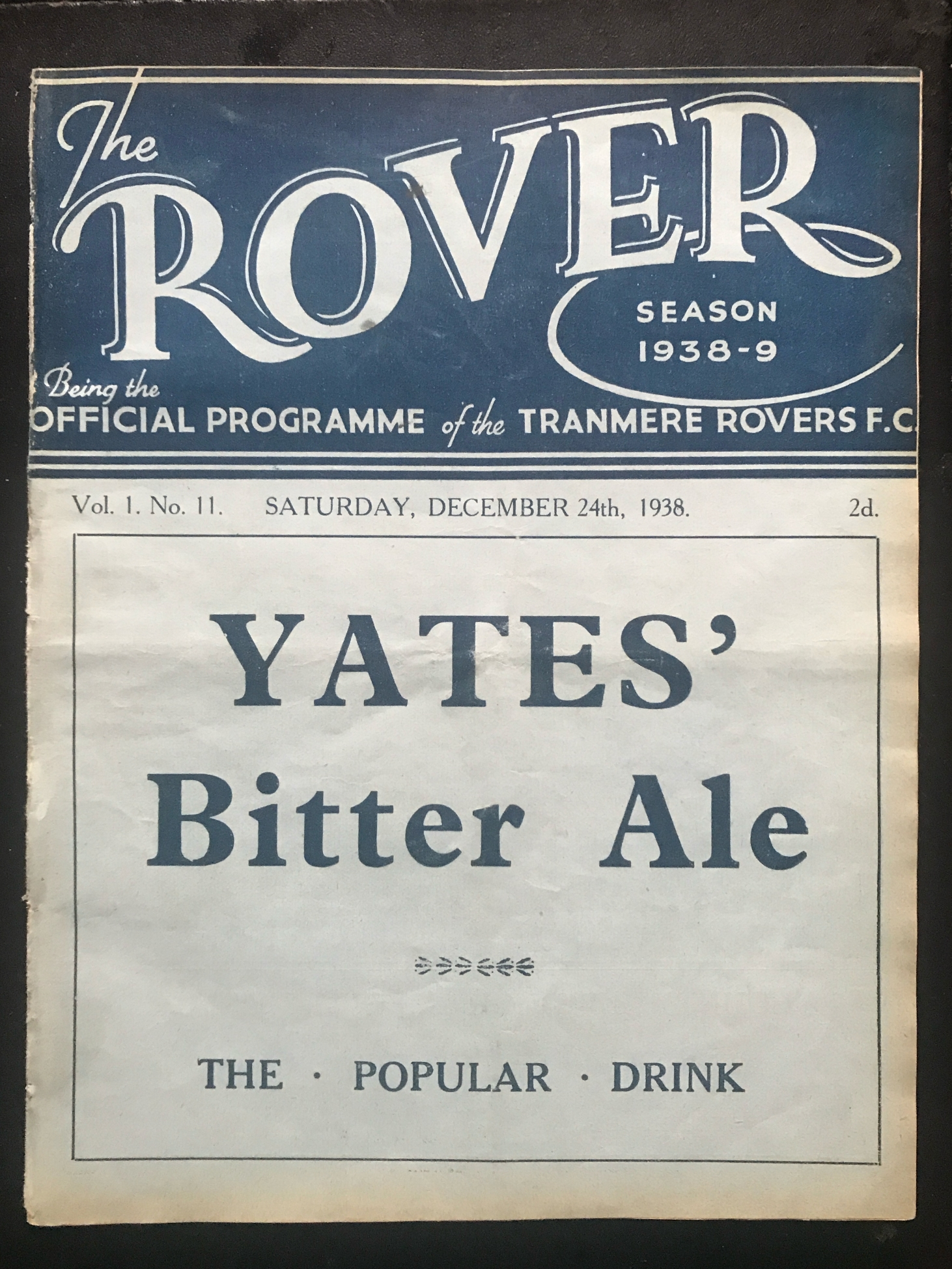 Match Programme for 24/12/1938