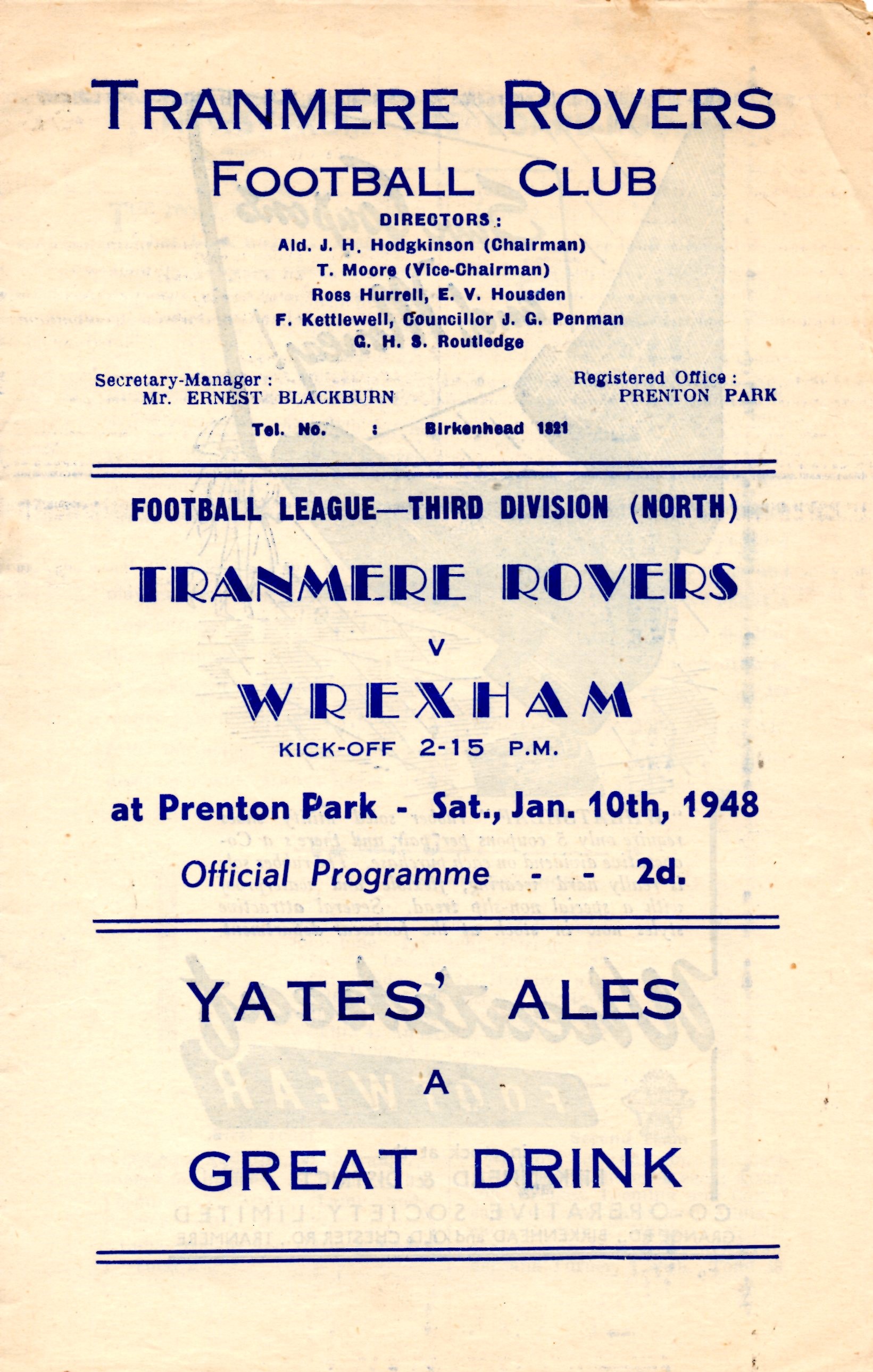 Match Programme for 10/01/1948