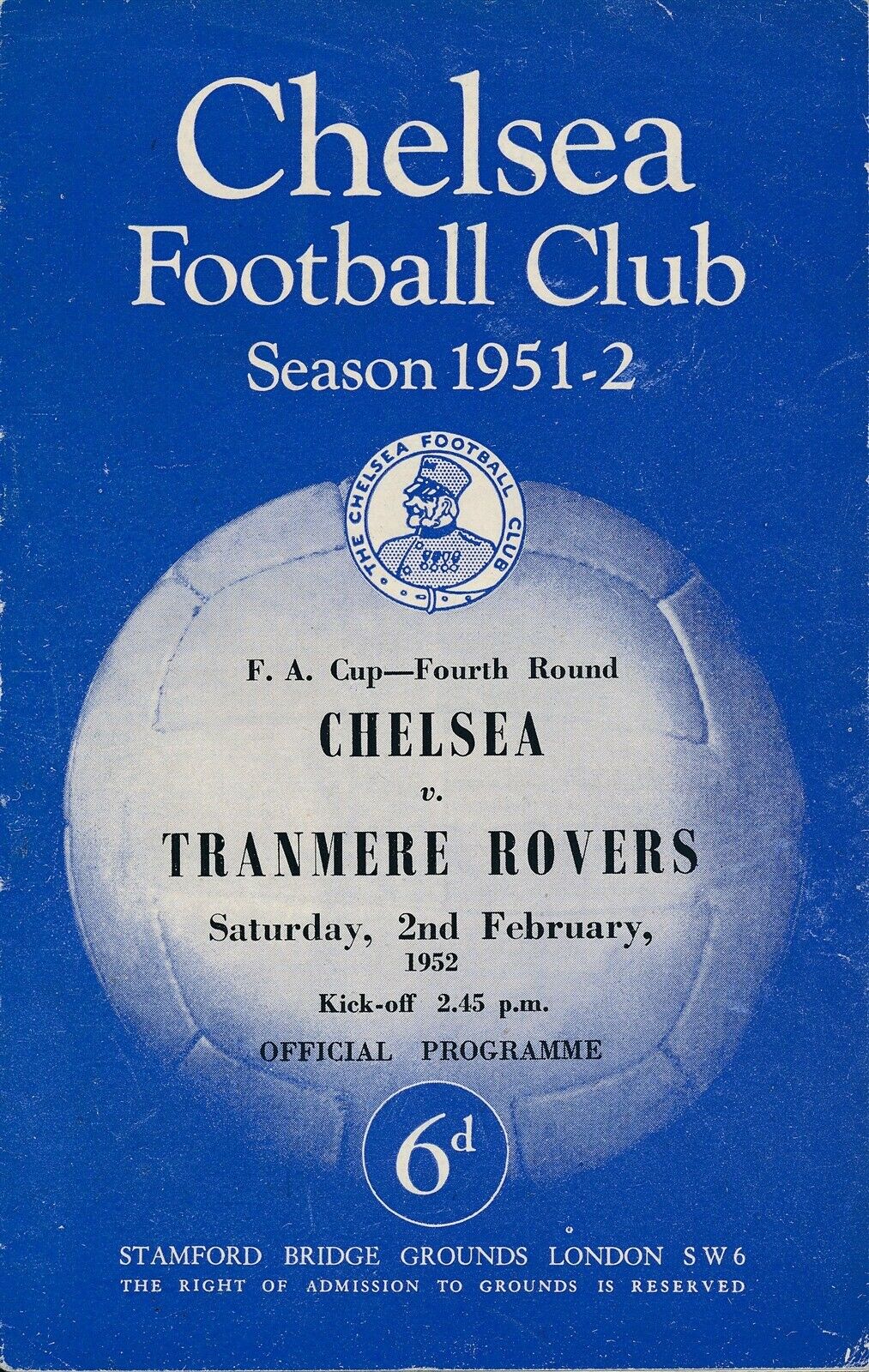 Match Programme for 02/02/1952