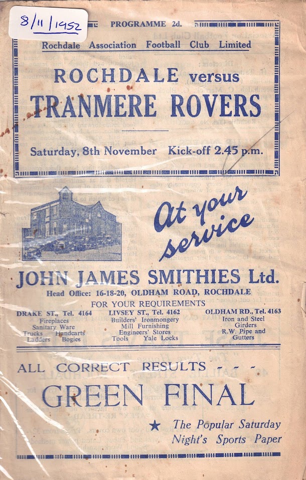 Match Programme for 08/11/1952