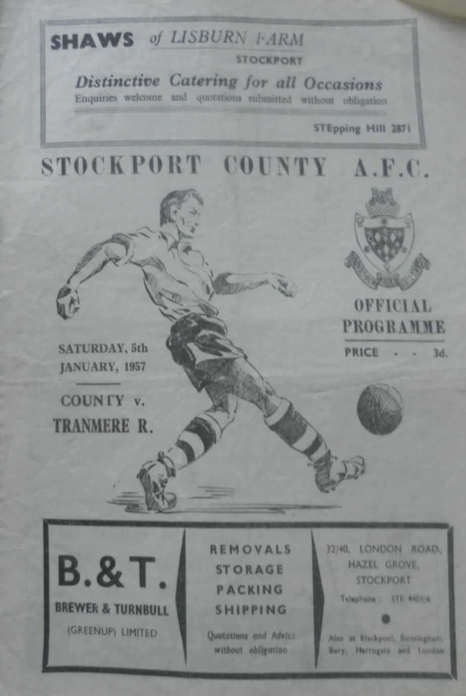 Match Programme for 05/01/1957