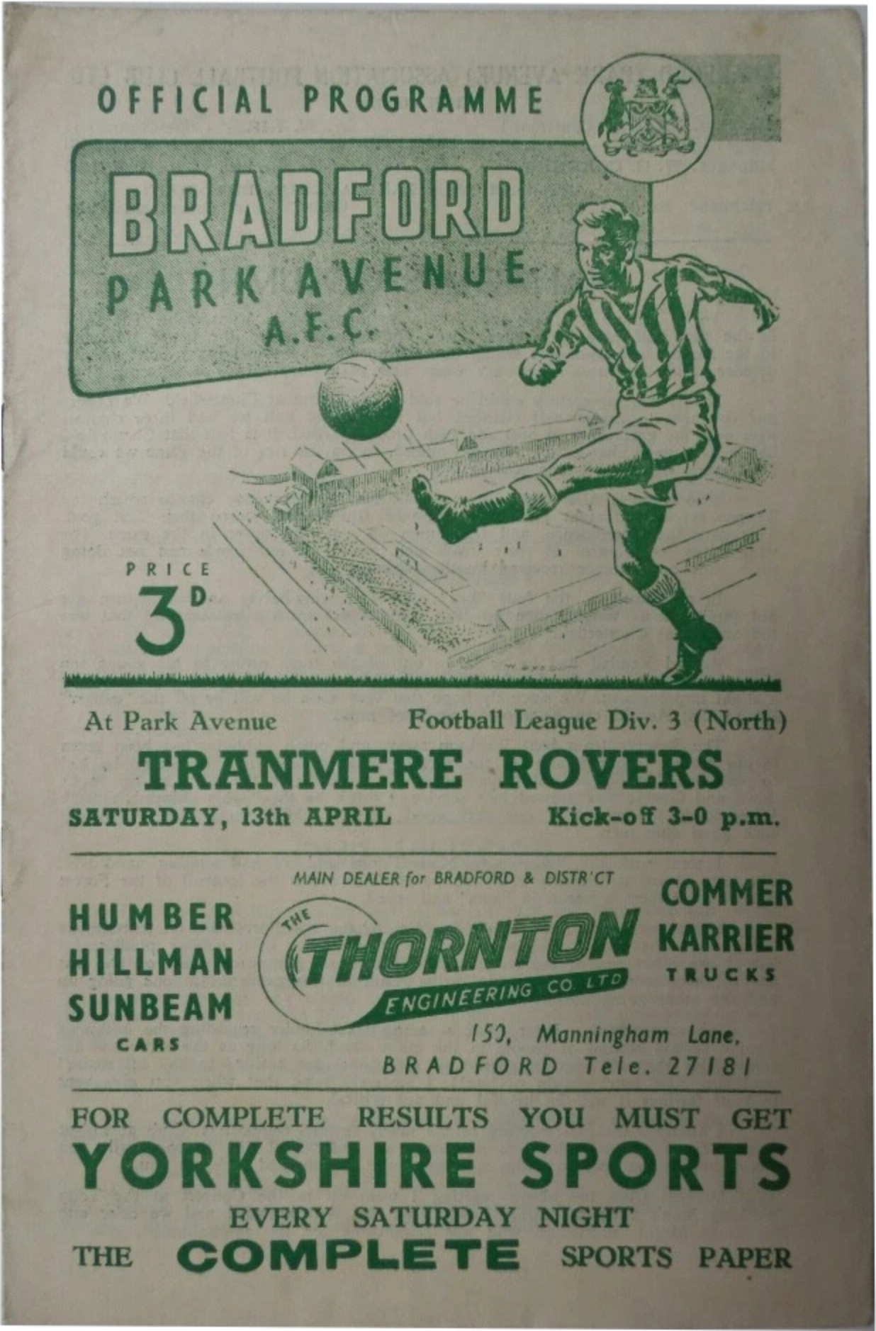 Match Programme for 13/04/1957