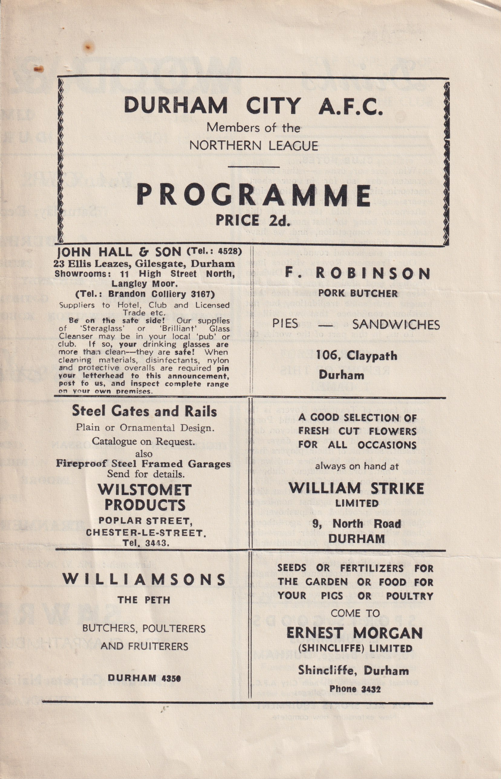 Match Programme for 07/12/1957