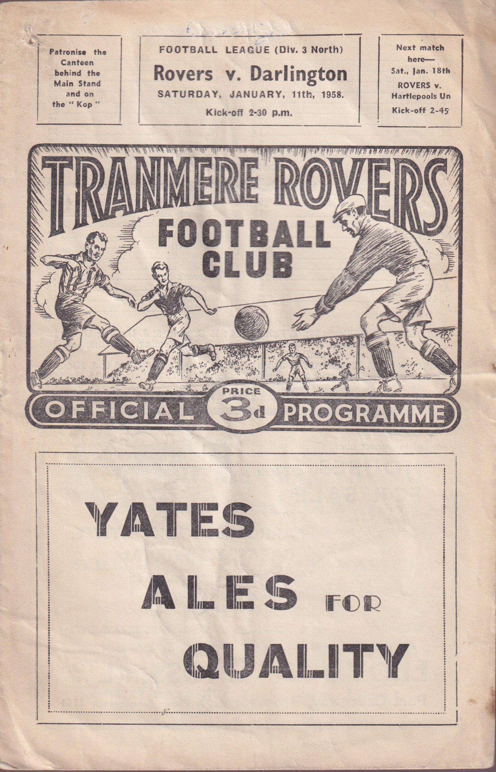 Match Programme for 11/01/1958