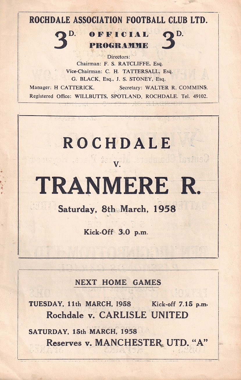 Match Programme for 08/03/1958