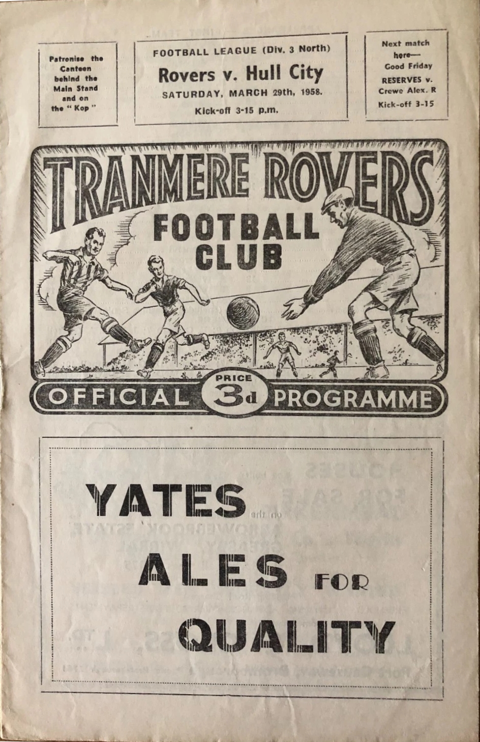 Match Programme for 29/03/1958