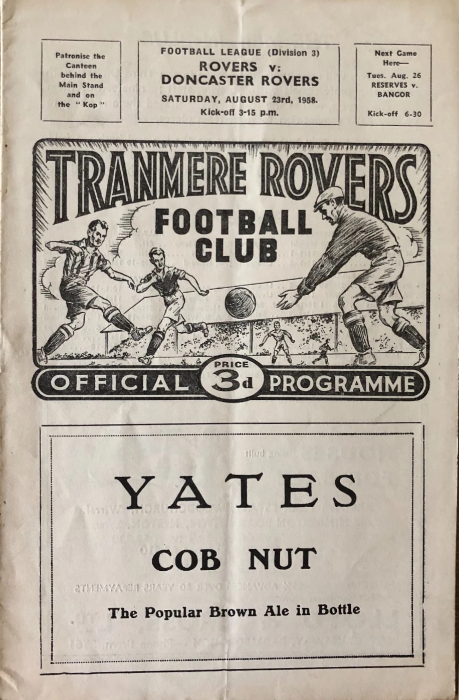 Match Programme for 23/08/1958