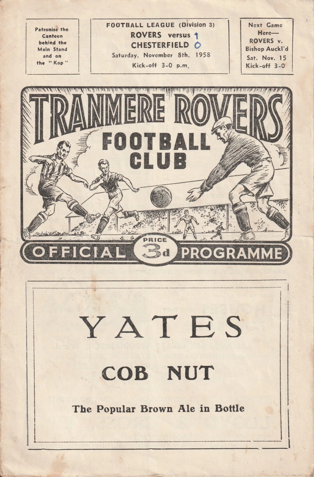 Match Programme for 08/11/1958