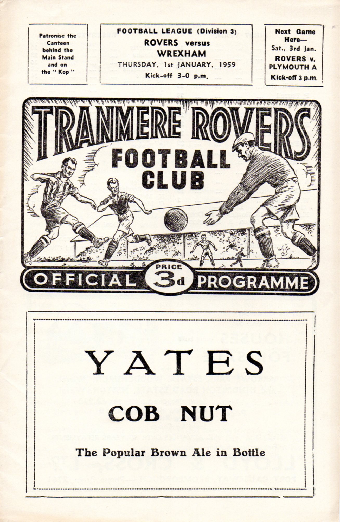 Match Programme for 01/01/1959