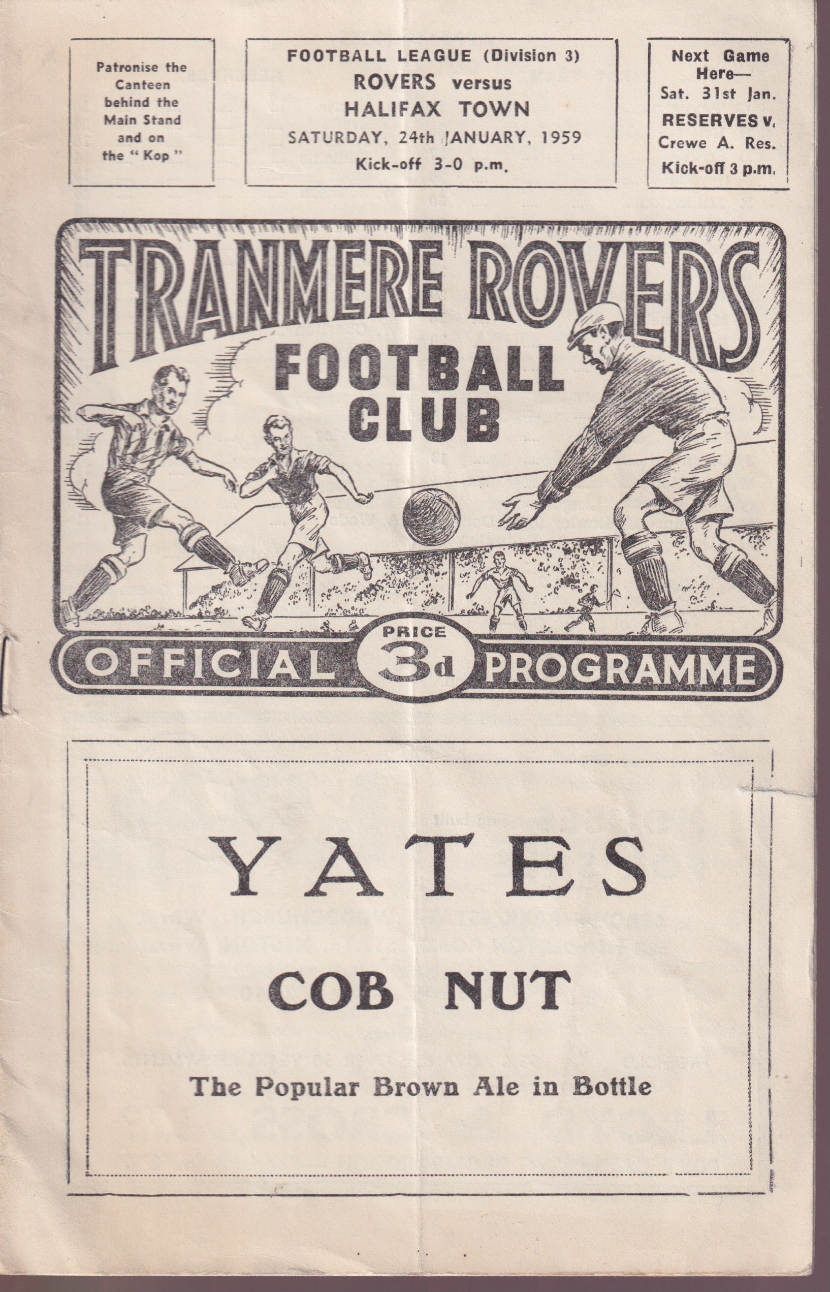 Match Programme for 24/01/1959