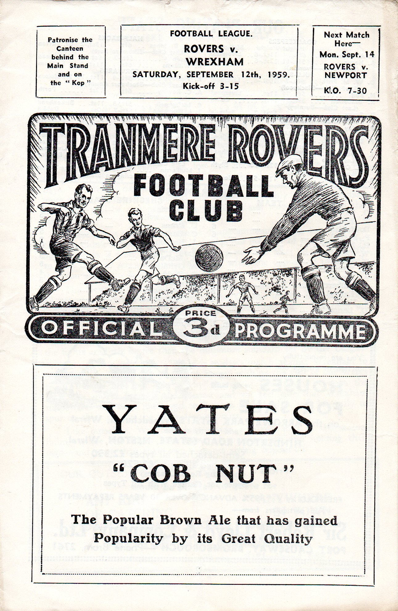 Match Programme for 12/09/1959
