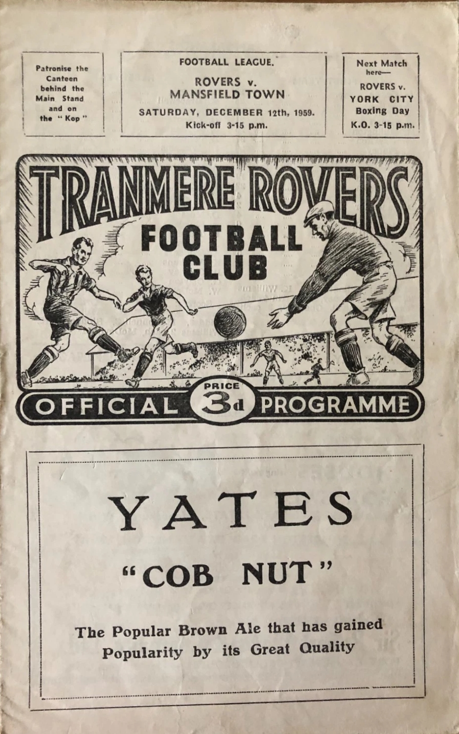 Match Programme for 12/12/1959
